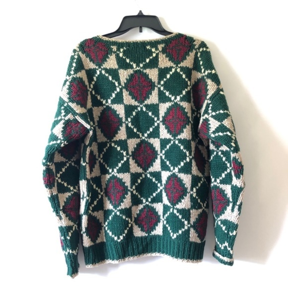 Vintage Gap 100% Wool Chunky Hand Knit Sweater Vtg - Picture 4 of 4